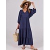 image:imageANRABESS Womens Boho Floral 34 Puff Sleeve Maxi DressNavy Blue