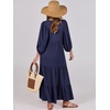 image:imageANRABESS Womens Boho Floral 34 Puff Sleeve Maxi DressNavy Blue
