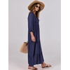 image:imageANRABESS Womens Boho Floral 34 Puff Sleeve Maxi DressNavy Blue
