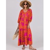 image:imageANRABESS Womens Boho Floral 34 Puff Sleeve Maxi DressOrange Rose Floral