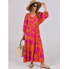 image:imageANRABESS Womens Boho Floral 34 Puff Sleeve Maxi DressOrange Rose Floral