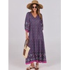 image:imageANRABESS Womens Boho Floral 34 Puff Sleeve Maxi DressPurple Floral