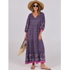 image:imageANRABESS Womens Boho Floral 34 Puff Sleeve Maxi DressPurple Floral