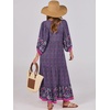 image:imageANRABESS Womens Boho Floral 34 Puff Sleeve Maxi DressPurple Floral