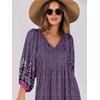 image:imageANRABESS Womens Boho Floral 34 Puff Sleeve Maxi DressPurple Floral
