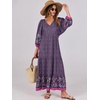 image:imageANRABESS Womens Boho Floral 34 Puff Sleeve Maxi DressPurple Floral