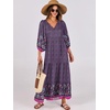 image:imageANRABESS Womens Boho Floral 34 Puff Sleeve Maxi DressPurple Floral