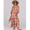 image:imageANRABESS Womens Boho Floral 34 Puff Sleeve Maxi DressPurple Orange Floral