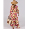 image:imageANRABESS Womens Boho Floral 34 Puff Sleeve Maxi DressPurple Orange Floral