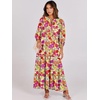 image:imageANRABESS Womens Boho Floral 34 Puff Sleeve Maxi DressPurple Orange Floral