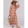 image:imageANRABESS Womens Boho Floral 34 Puff Sleeve Maxi DressPurple Orange Floral
