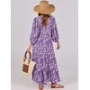 image:imageANRABESS Womens Boho Floral 34 Puff Sleeve Maxi DressPurple Pink Floral
