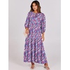image:imageANRABESS Womens Boho Floral 34 Puff Sleeve Maxi DressPurple Pink Floral