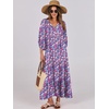 image:imageANRABESS Womens Boho Floral 34 Puff Sleeve Maxi DressPurple Pink Floral