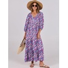 image:imageANRABESS Womens Boho Floral 34 Puff Sleeve Maxi DressPurple Pink Floral