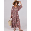image:imageANRABESS Womens Boho Floral 34 Puff Sleeve Maxi DressRed