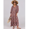image:imageANRABESS Womens Boho Floral 34 Puff Sleeve Maxi DressRed