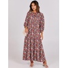 image:imageANRABESS Womens Boho Floral 34 Puff Sleeve Maxi DressRed