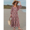 image:imageANRABESS Womens Boho Floral 34 Puff Sleeve Maxi DressRed