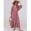 image:imageANRABESS Womens Boho Floral 34 Puff Sleeve Maxi DressRed Blue