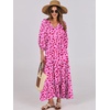 image:imageANRABESS Womens Boho Floral 34 Puff Sleeve Maxi DressRose Red Floral