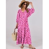 image:imageANRABESS Womens Boho Floral 34 Puff Sleeve Maxi DressRose Red Floral