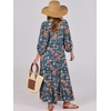 image:imageANRABESS Womens Boho Floral 34 Puff Sleeve Maxi DressTeal Red Floral