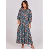 image:imageANRABESS Womens Boho Floral 34 Puff Sleeve Maxi DressTeal Red Floral