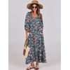 image:imageANRABESS Womens Boho Floral 34 Puff Sleeve Maxi DressTeal Red Floral