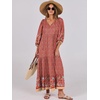 image:imageANRABESS Womens Boho Floral 34 Puff Sleeve Maxi DressWine Red