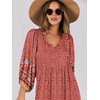 image:imageANRABESS Womens Boho Floral 34 Puff Sleeve Maxi DressWine Red