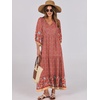 image:imageANRABESS Womens Boho Floral 34 Puff Sleeve Maxi DressWine Red