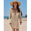 image:imageANRABESS Womens Crochet Swimsuit Cover Ups Summer Beach Vacation DressesBeige