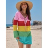 image:imageANRABESS Womens Crochet Swimsuit Cover Ups Summer Beach Vacation DressesRainbow Stripe