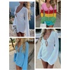 image:imageANRABESS Womens Crochet Swimsuit Cover Ups Summer Beach Vacation DressesRainbow Stripe