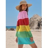image:imageANRABESS Womens Crochet Swimsuit Cover Ups Summer Beach Vacation DressesRainbow Stripe