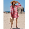 image:imageANRABESS Womens Crochet Swimsuit Cover Ups Summer Beach Vacation DressesRed White Stripe