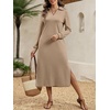 image:imageANRABESS Womens Fall Long Sleeve Polo VNeck Maxi DressesAlmond
