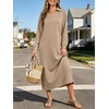 image:imageANRABESS Womens Fall Long Sleeve Polo VNeck Maxi DressesAlmond