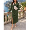 image:imageANRABESS Womens Fall Long Sleeve Polo VNeck Maxi DressesArmy Green