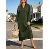 image:imageANRABESS Womens Fall Long Sleeve Polo VNeck Maxi DressesArmy Green