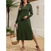 image:imageANRABESS Womens Fall Long Sleeve Polo VNeck Maxi DressesArmy Green
