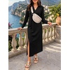 image:imageANRABESS Womens Fall Long Sleeve Polo VNeck Maxi DressesBlack