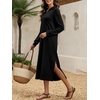 image:imageANRABESS Womens Fall Long Sleeve Polo VNeck Maxi DressesBlack