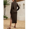 image:imageANRABESS Womens Fall Long Sleeve Polo VNeck Maxi DressesBrown
