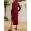 image:imageANRABESS Womens Fall Long Sleeve Polo VNeck Maxi DressesDark Red