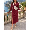 image:imageANRABESS Womens Fall Long Sleeve Polo VNeck Maxi DressesDark Red