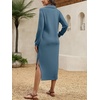 image:imageANRABESS Womens Fall Long Sleeve Polo VNeck Maxi DressesGrey Blue