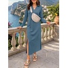 image:imageANRABESS Womens Fall Long Sleeve Polo VNeck Maxi DressesGrey Blue