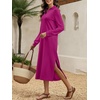 image:imageANRABESS Womens Fall Long Sleeve Polo VNeck Maxi DressesHot Pink